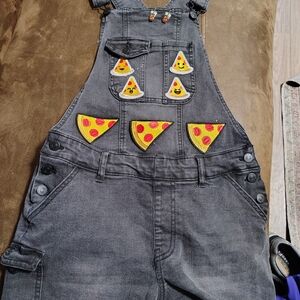 Wallflower Charcoal Overalls with Pizza Patches
